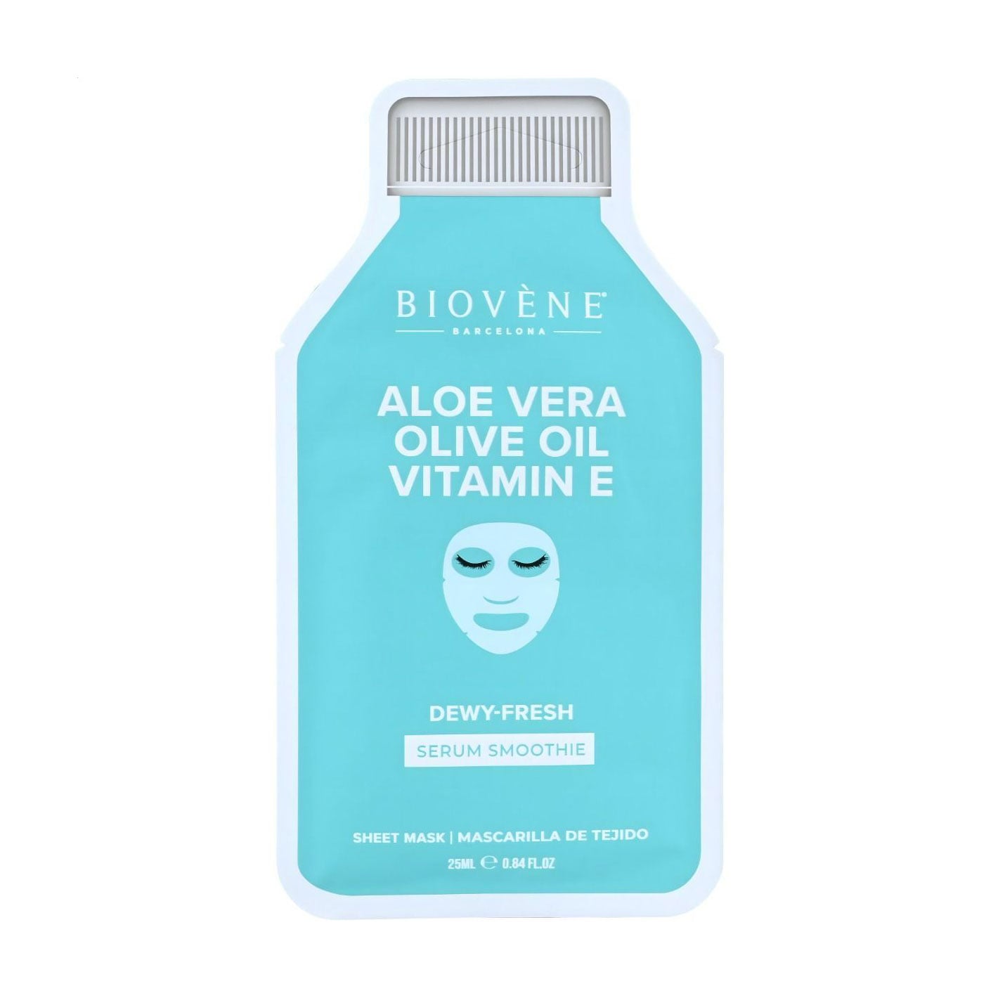 Тканинна маска для обличчя Biovene з алое вера, оливковою олією та вітаміном Е, 25 мл