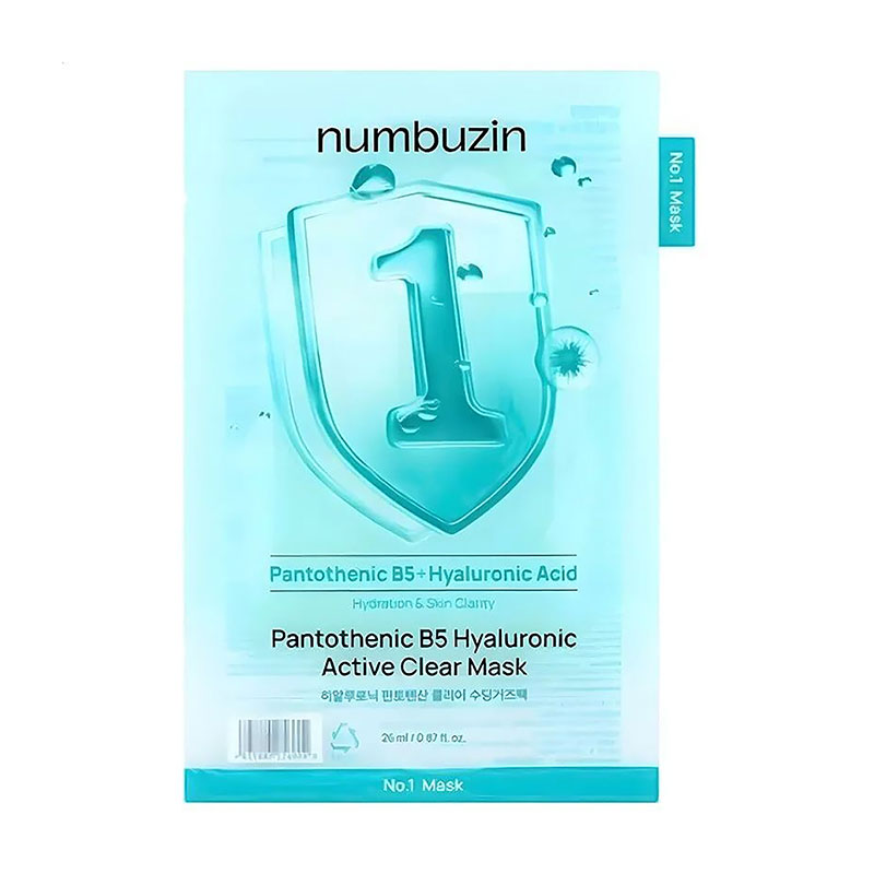 Тканинна маска для обличчя Numbuzin No.1 Pantothenic B5 Hyaluronic Active Clear Mask з пантенолом та гіалуроновою кислотою, 26 мл