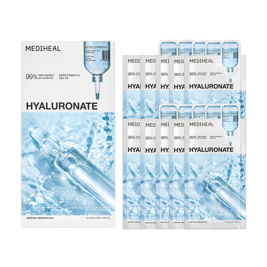 Відновлювальна тканинна маска для обличчя Mediheal Essential Mask Hyaluronate Mask, 10*24 мл